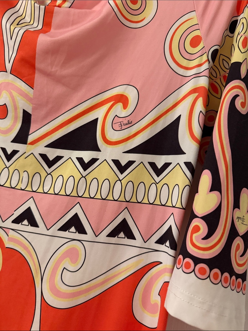 Emilio Pucci Pink Red Black Yellow 38 Italy Shift Dress Mod Printed 6 Small Med - Picture 14 of 16